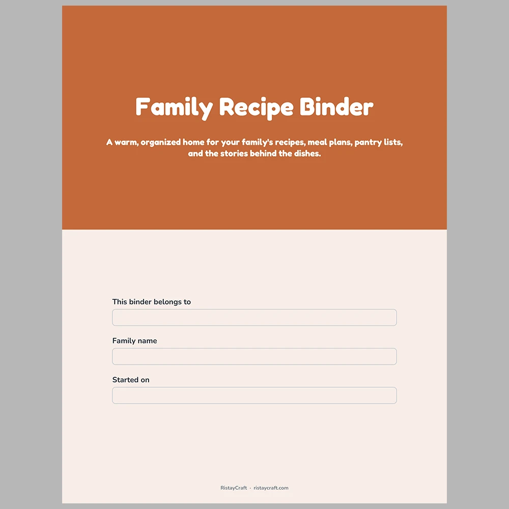 Family Recipe Binder Printable | Recipe Book Template PDF | Recipe Cards, Meal Planner, Pantry List | Instant Download