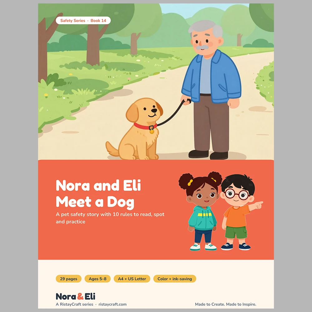 Dog Safety for Kids Printable | 29-Page Pet and Animal Safety Workbook Ages 5–8 | Dog Bite Prevention Stories Activities