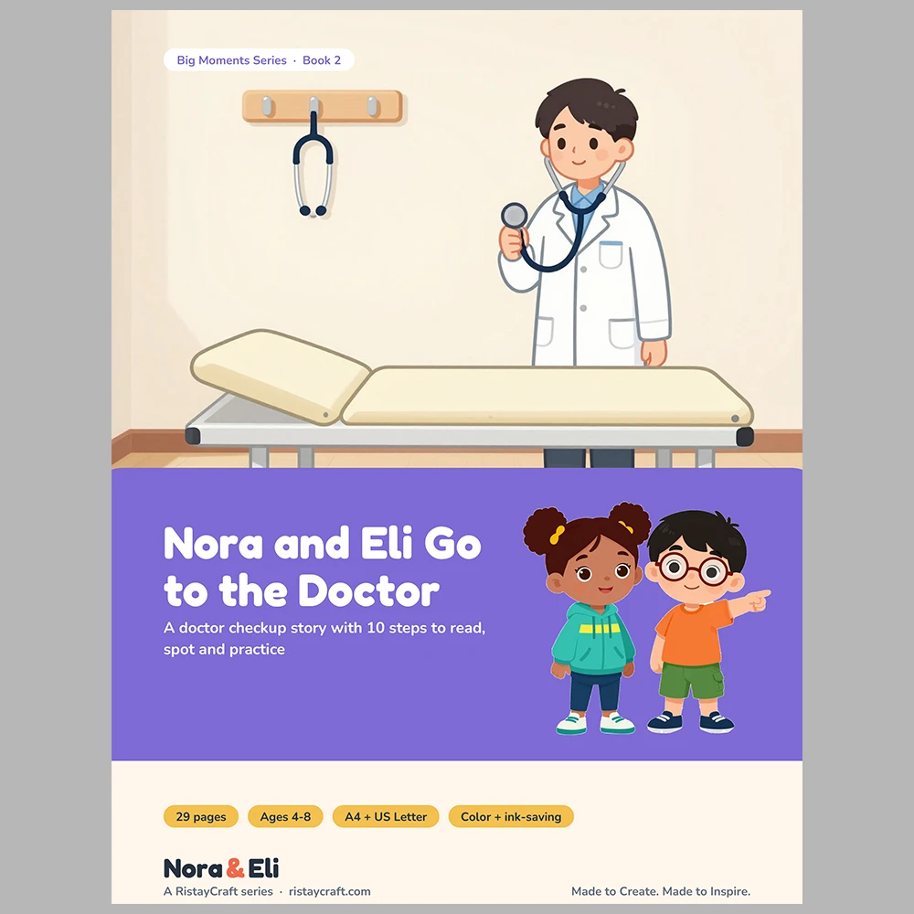 Doctor Checkup Social Narrative for Kids | 29-Page Printable Big Moment Story Ages 4–8 | Well-Child Visit Story Activities