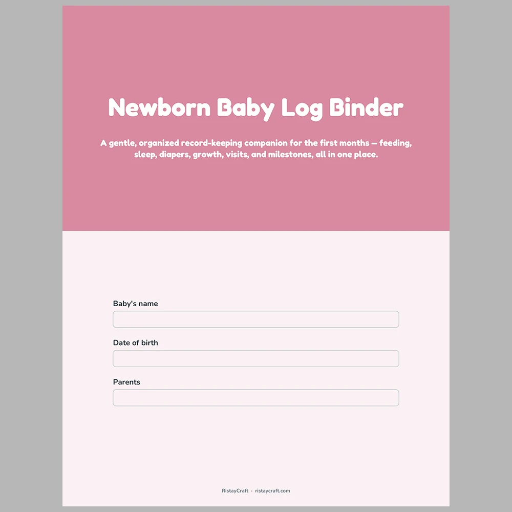 Newborn Baby Log Binder Printable | Feeding, Sleep, Diaper & Growth Tracker | Baby Planner Instant Download PDF
