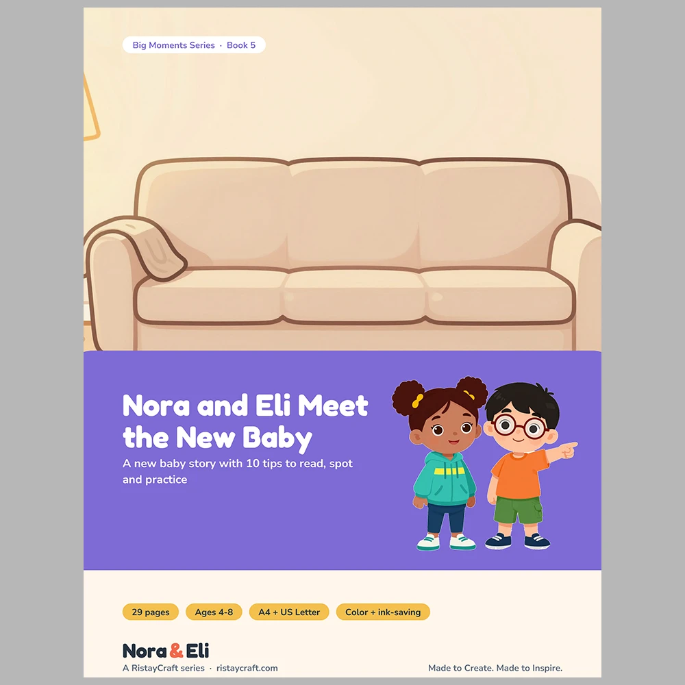 New Baby Sibling Social Narrative for Kids | 29-Page Printable Big Moment Story Ages 4-8 | Becoming a Big Sister Big Brother Activities