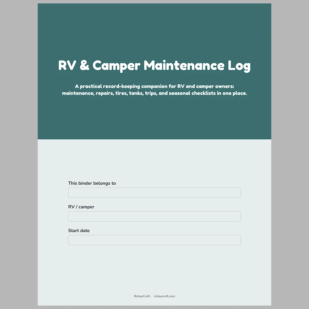 RV Maintenance Log Printable | Camper Trip Planner | Campsite Log & Checklists | RV Binder PDF | Travel Trailer Organizer Instant Download
