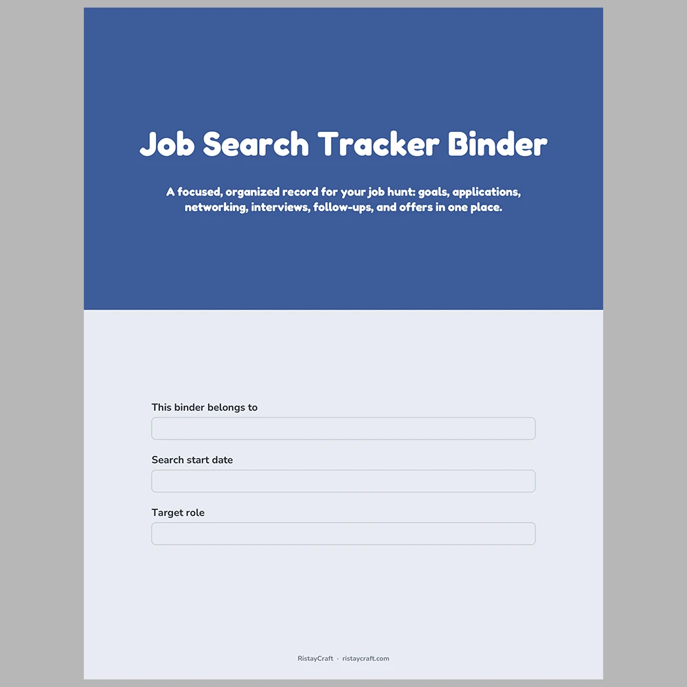 Job Search Tracker Binder Printable | Job Application Tracker, Interview Log, Networking & Offer Comparison | Instant Download PDF