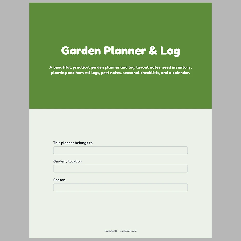 Garden Planner & Log Printable | Seed Inventory, Planting Log, Harvest Log, Pest Log | Gardening Binder Fillable PDF Download