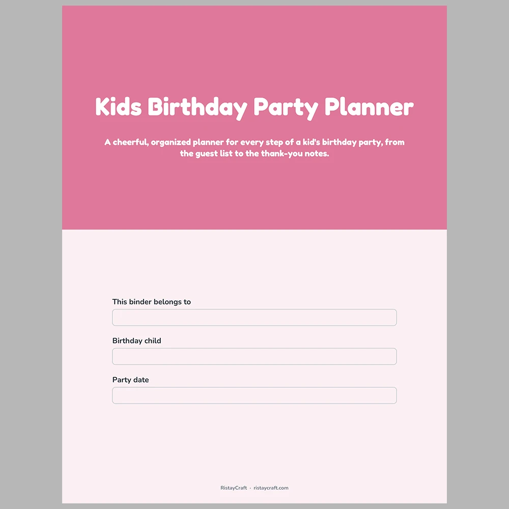 Kids Birthday Party Planner Printable | Party Planning Binder PDF | Guest List, Budget, RSVP, Timeline | Instant Download