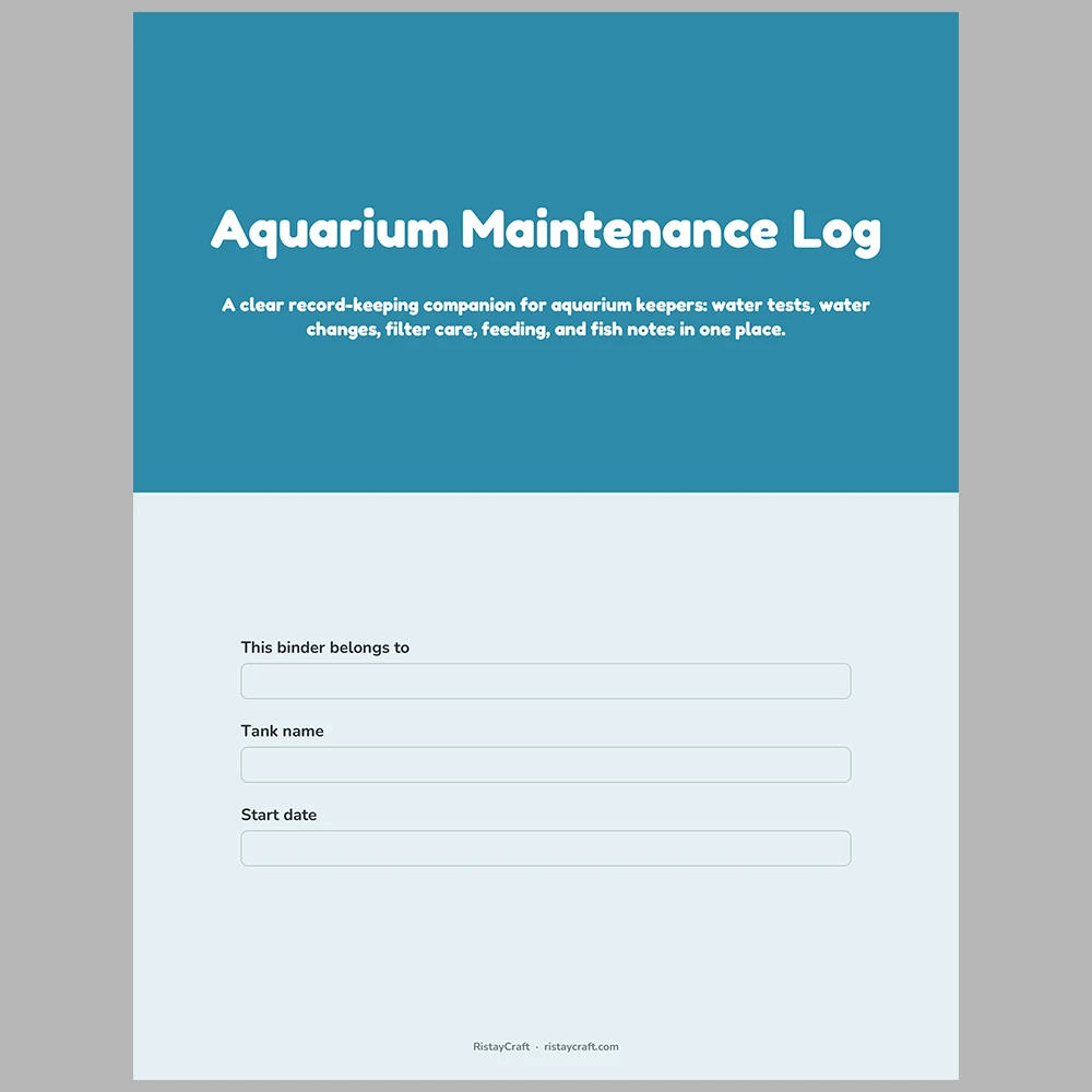 Aquarium Maintenance Log Printable | Fish Tank Water Test Tracker | Water Change Log | Aquarium Planner PDF | Instant Download