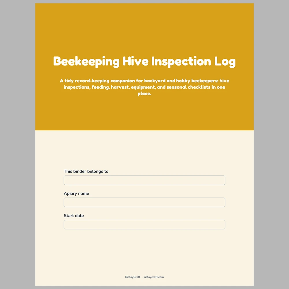 Beekeeping Log Printable | Hive Inspection Sheets | Apiary Record Keeping PDF | Honey Harvest Tracker | Beekeeper Binder Instant Download