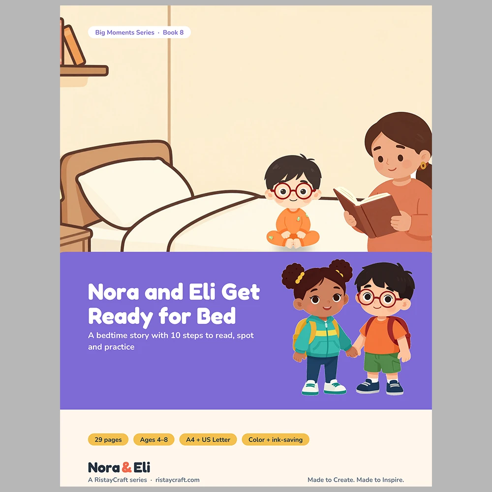 Bedtime Routine Social Narrative for Kids | 29-Page Printable Big Moment Story Ages 4-8 | Sleep Habits Activities