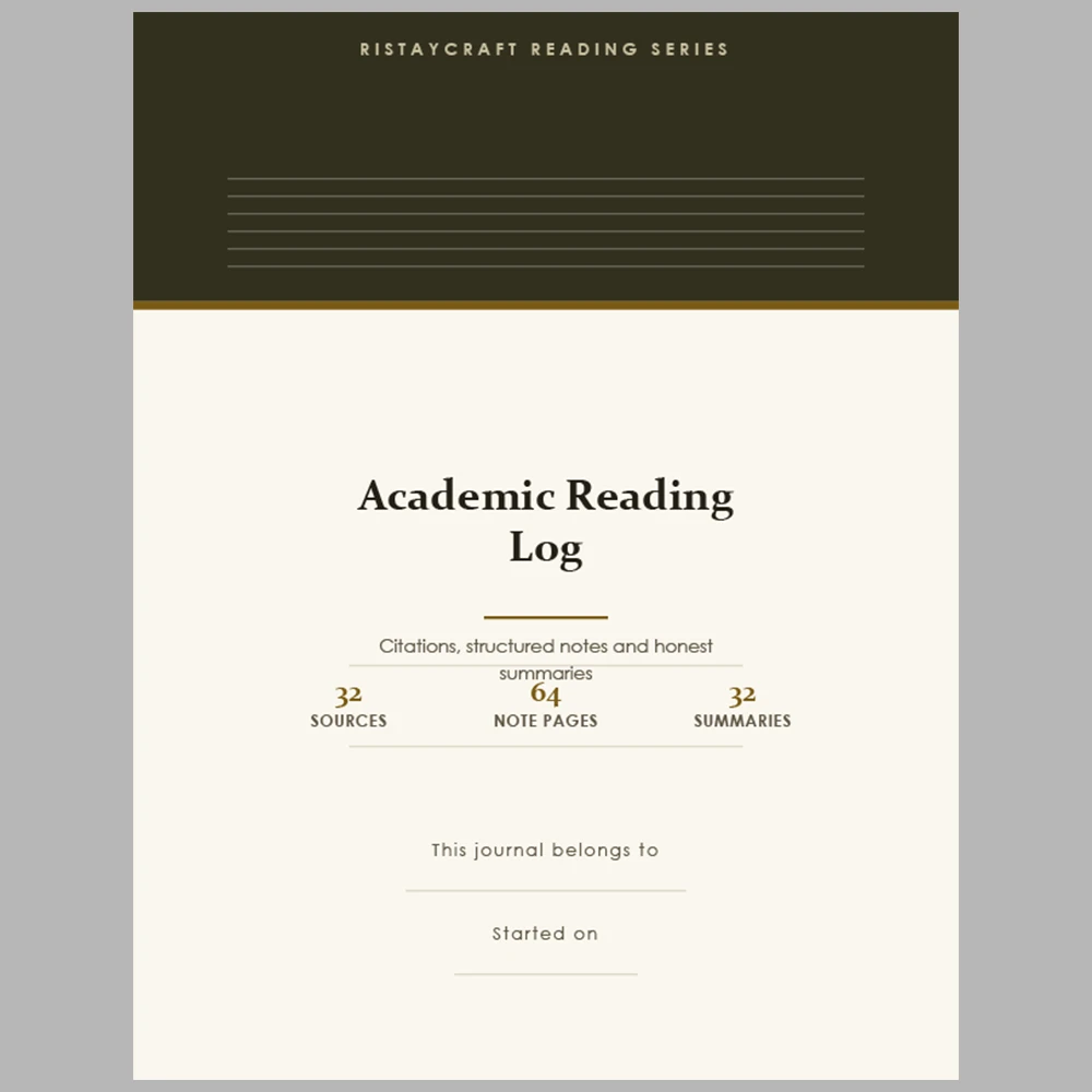 Academic Reading Log: Citations, Structured Notes and Honest Summaries