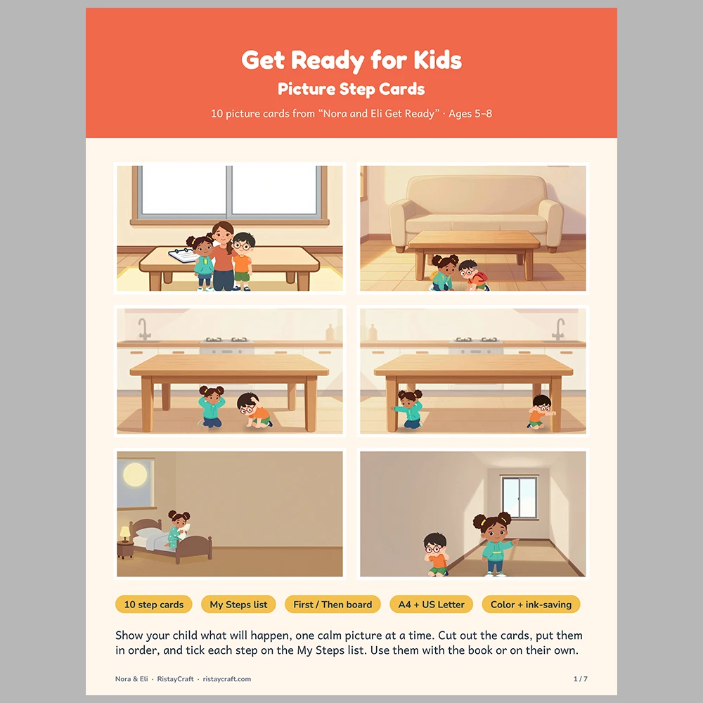 Get Ready for Kids Picture Step Cards | Printable Visual Sequence Cards for Kids Ages 5–8 | Safety Rules Companion