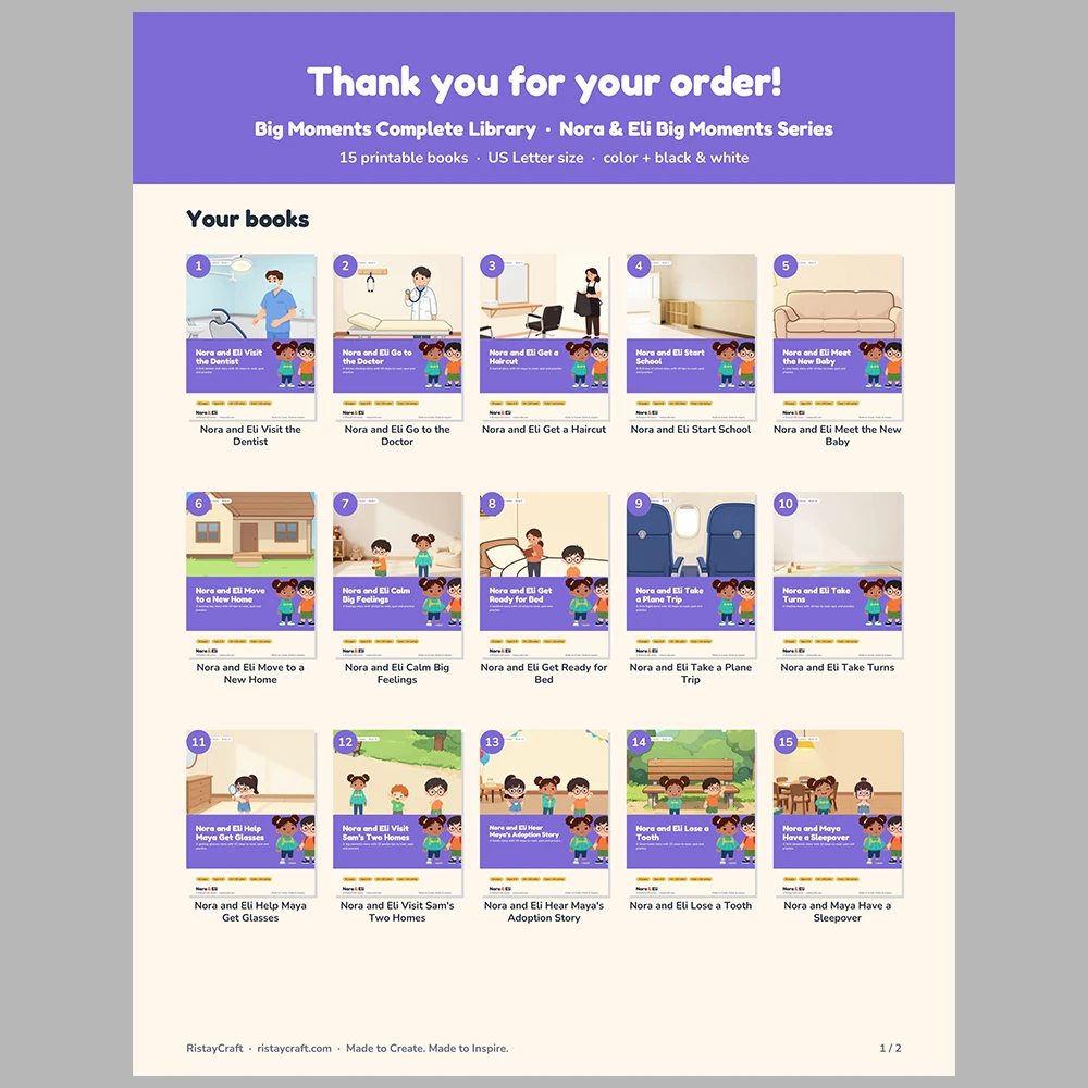 15 Social Narrative Books Bundle for Kids | Big Moments Complete Library Ages 4–8 | Printable Big Moment Stories Activities