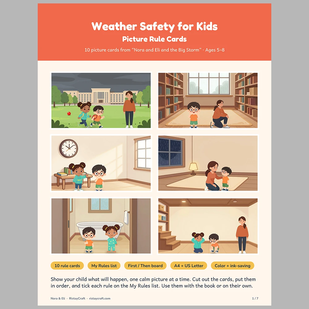 Weather Safety for Kids Picture Rule Cards | Printable Visual Sequence Cards for Kids Ages 5–8 | Safety Rules Companion