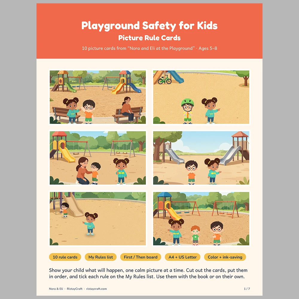 Playground Safety for Kids Picture Rule Cards | Printable Visual Sequence Cards for Kids Ages 5–8 | Safety Rules Companion