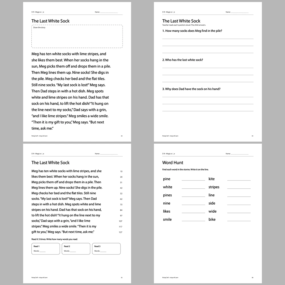 Magic e: i_e Decodable Readers | 10 Stories 44 Pages | Phonics Printable PDF | Ages 5-7