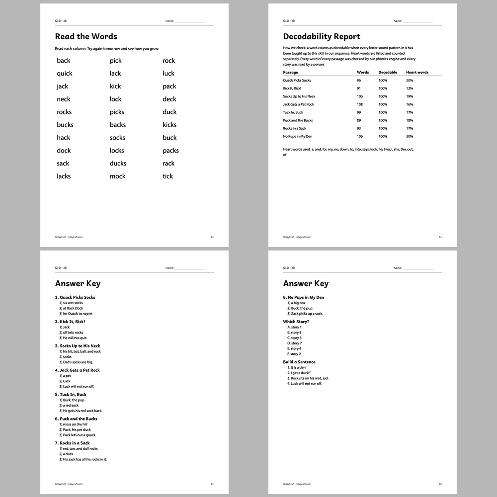 ck Decodable Readers | 8 Stories 38 Pages | Phonics Printable PDF | Ages 5-6