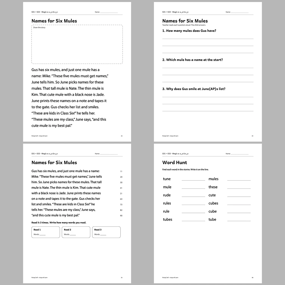 Magic e: u_e & e_e Decodable Readers | 10 Stories 44 Pages | Phonics Printable PDF | Ages 5-7