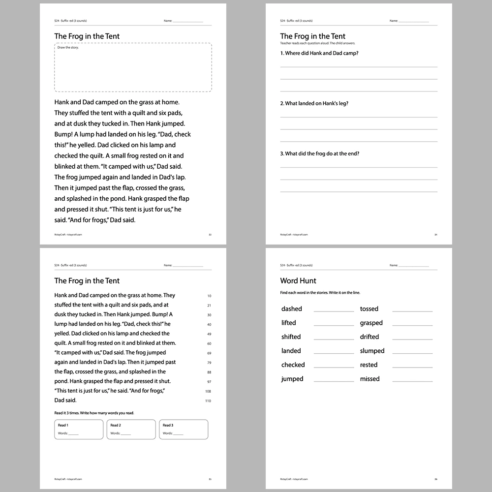 Suffix -ed (3 sounds) Decodable Readers | 10 Stories 44 Pages | Phonics Printable PDF | Ages 5-7