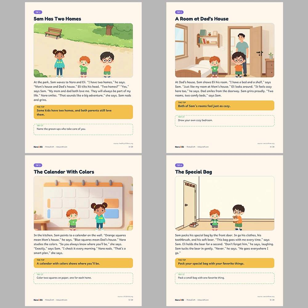 5 Social Narrative Books Bundle for Kids | Families and Friends Pack Ages 4–8 | Printable Big Moment Stories Activities
