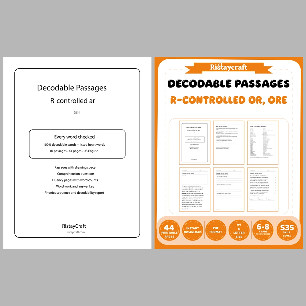 Decodable Readers Bundle 3: Syllables and R-Controlled Vowels | 10 Phonics Packs, 100 Stories | Printable PDF