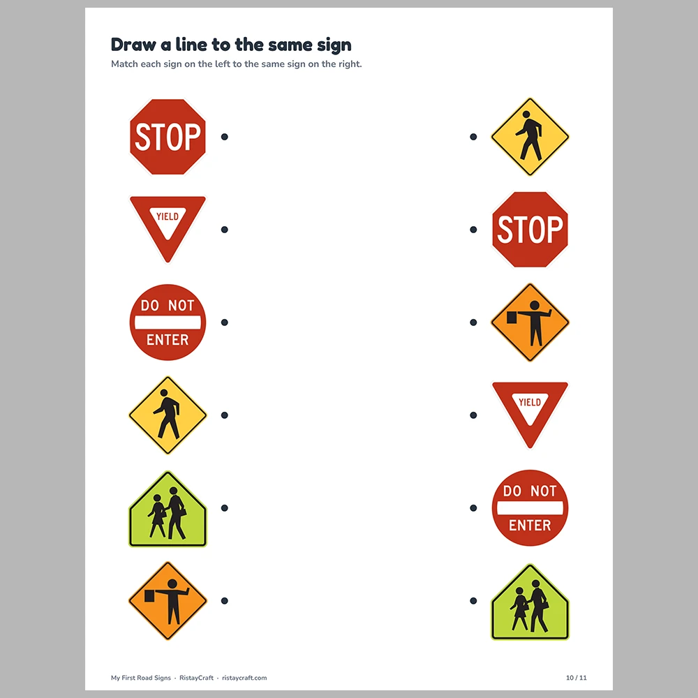 Road Signs Flash Cards for Kids | 23 Traffic Signs with Simple Meanings | Preschool Kindergarten Safety Activity | Printable PDF
