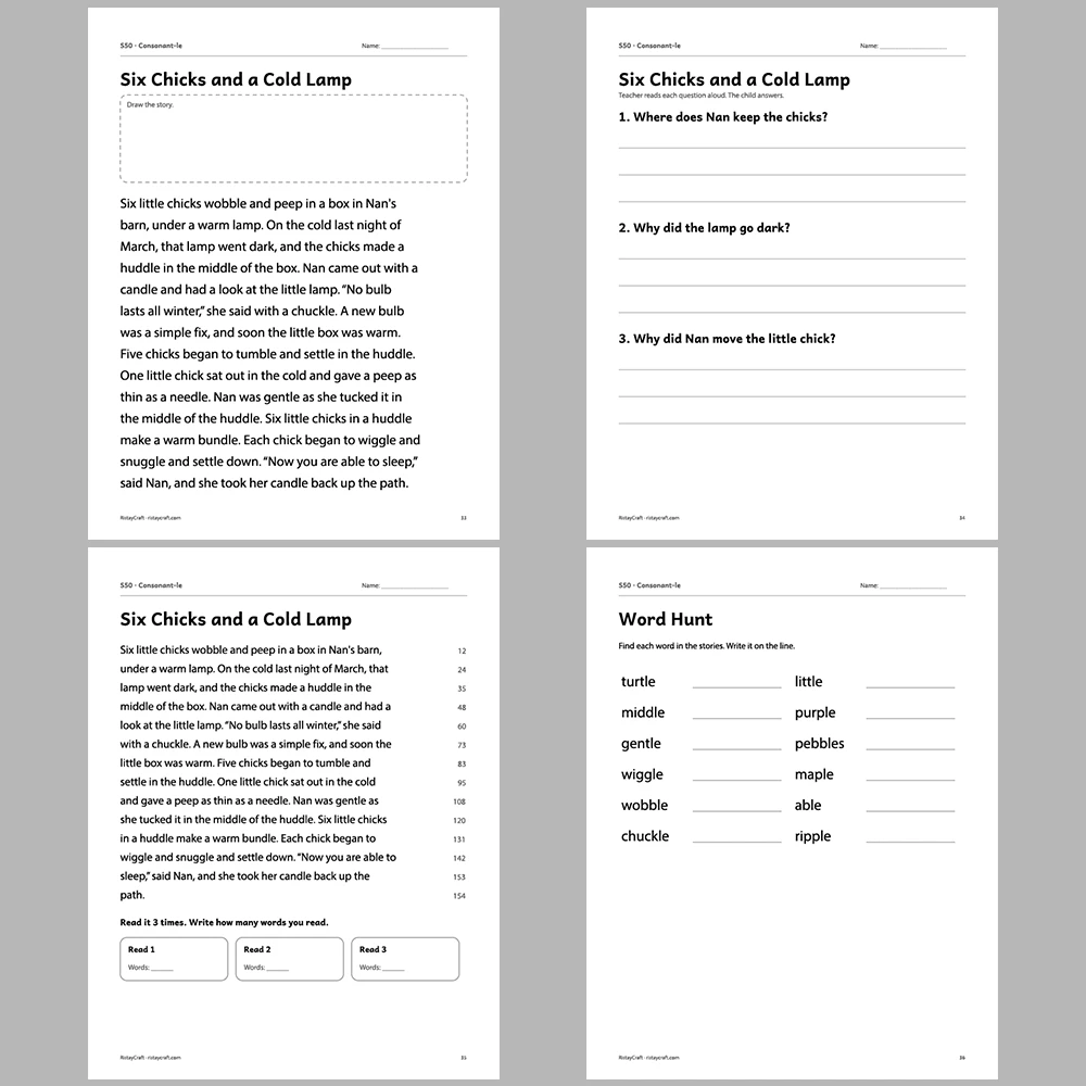 Consonant-le Decodable Readers | 10 Stories 44 Pages | Phonics Printable PDF | Ages 6-9