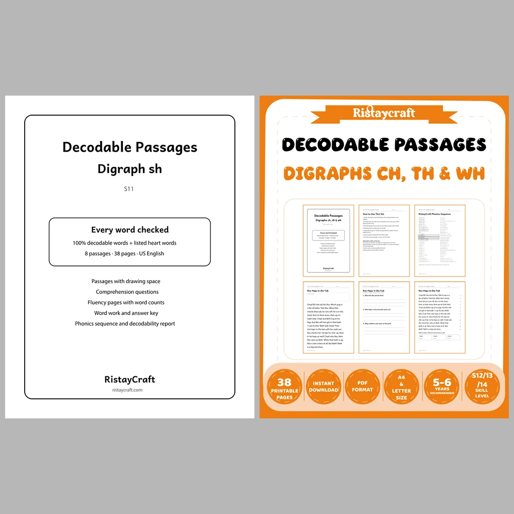 Decodable Readers Bundle 1: Beginning Phonics | 10 Phonics Packs, 80 Stories | Printable PDF