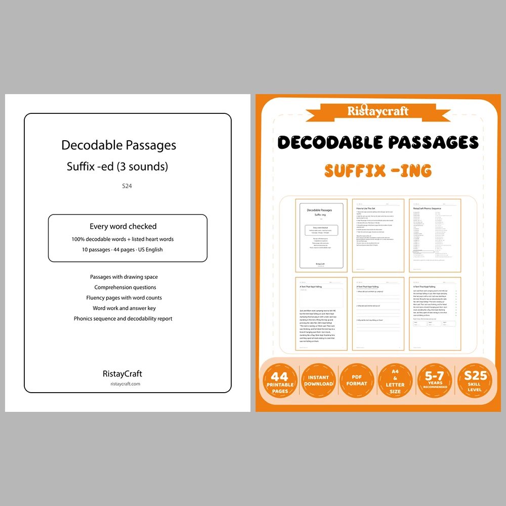 Decodable Readers Bundle 2: Blends and Magic E | 10 Phonics Packs, 94 Stories | Printable PDF