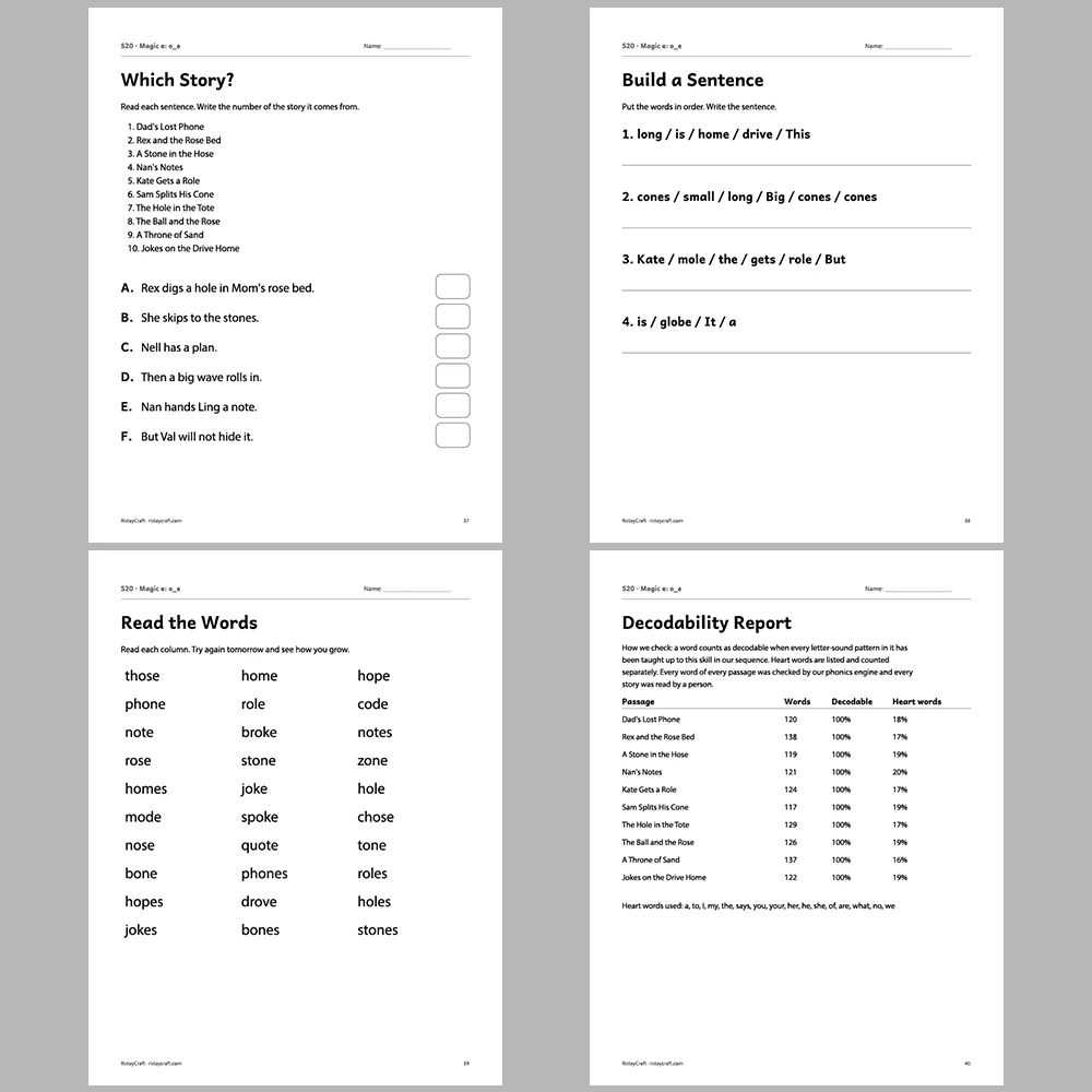 Magic e: o_e Decodable Readers | 10 Stories 44 Pages | Phonics Printable PDF | Ages 5-7