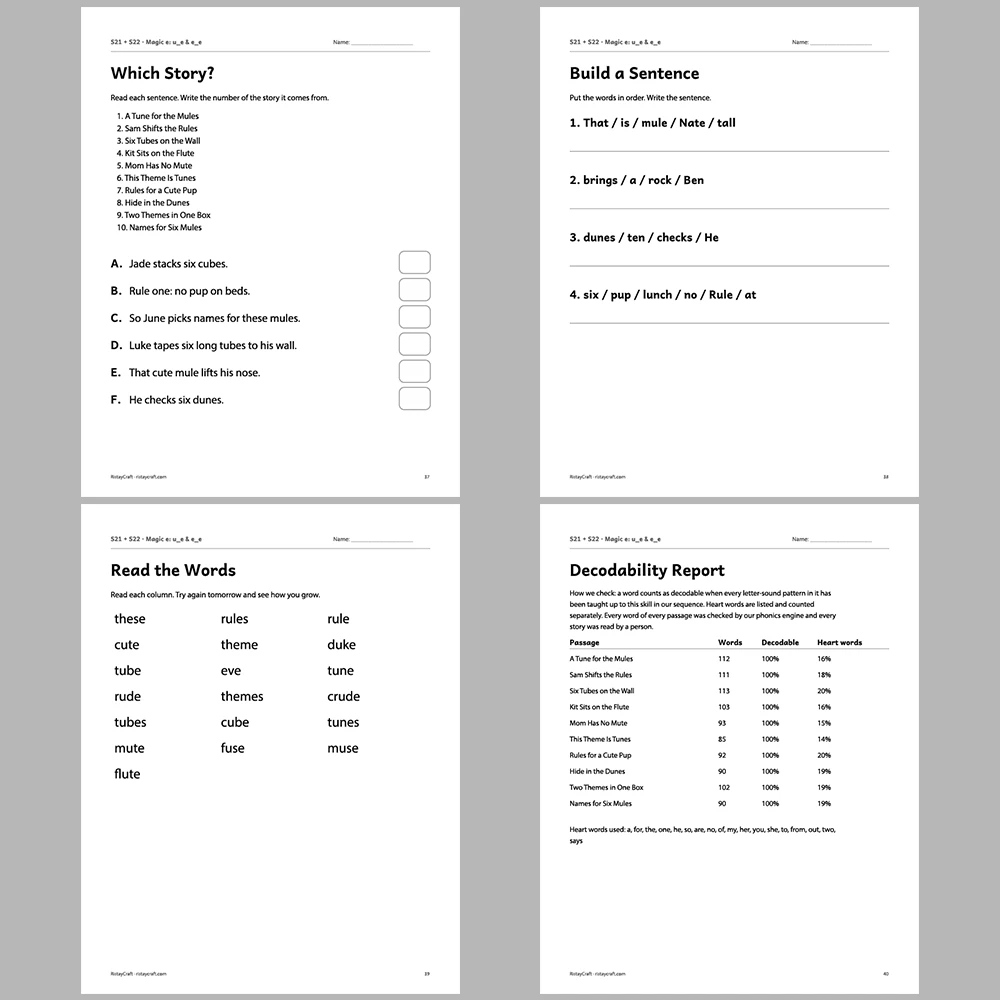 Magic e: u_e & e_e Decodable Readers | 10 Stories 44 Pages | Phonics Printable PDF | Ages 5-7