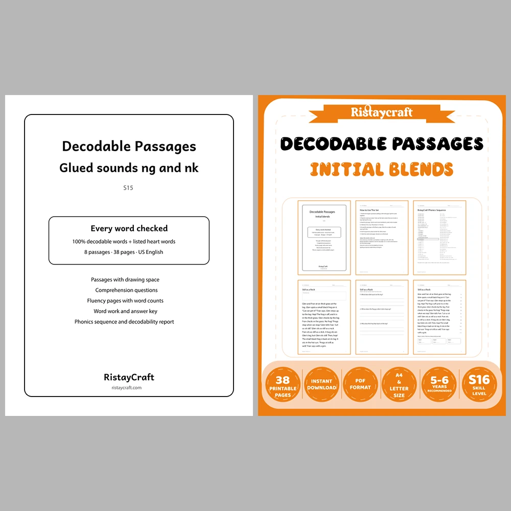 Decodable Readers Bundle 2: Blends and Magic E | 10 Phonics Packs, 94 Stories | Printable PDF