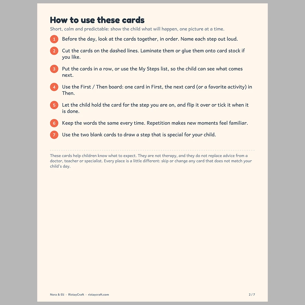 Safe Helpers for Kids Picture Step Cards | Printable Visual Sequence Cards for Kids Ages 5–8 | Safety Rules Companion