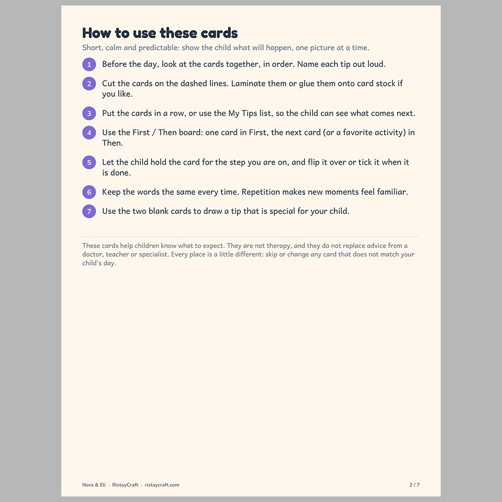 Calm Big Feelings Picture Tip Cards | Printable Visual Sequence Cards for Kids Ages 4–8 | Social Narrative Companion