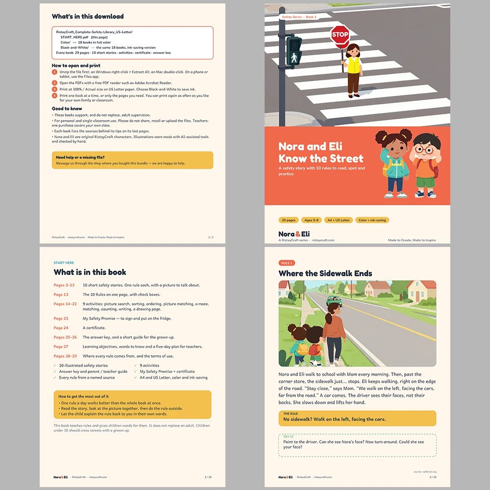 18 Kids Safety Printable Books Bundle | Complete Safety Library Ages 5–8 | Stories Activities | Instant Download