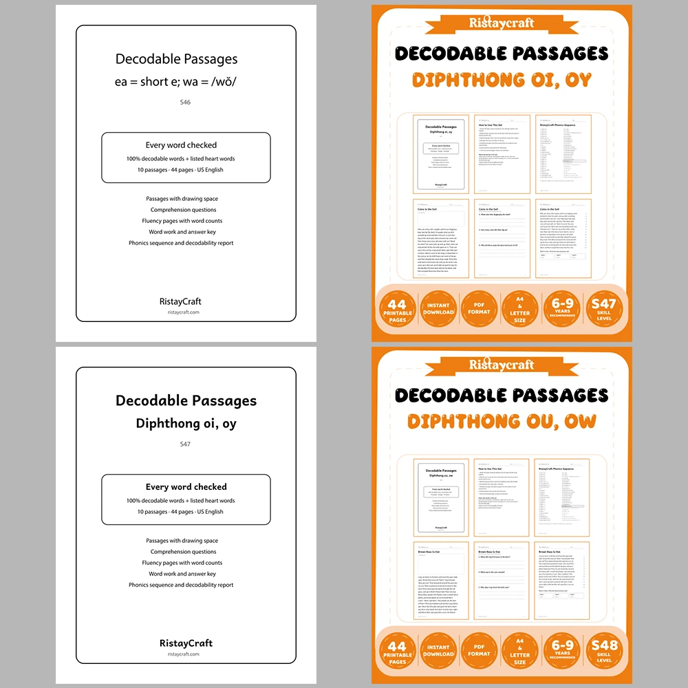 Decodable Readers Bundle 5: Advanced Patterns | 11 Phonics Packs, 110 Stories | Printable PDF