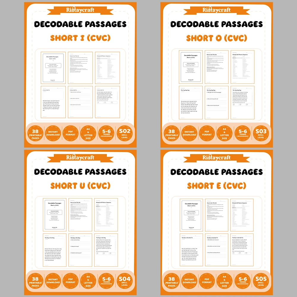 Decodable Readers Complete Set: All 51 Packs | 51 Phonics Packs, 484 Stories | Printable PDF