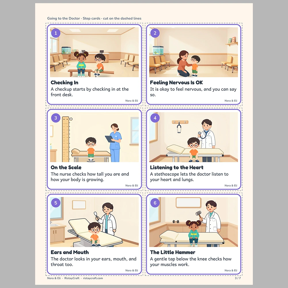Going to the Doctor Picture Step Cards | Printable Visual Sequence Cards for Kids Ages 4–8 | Social Narrative Companion