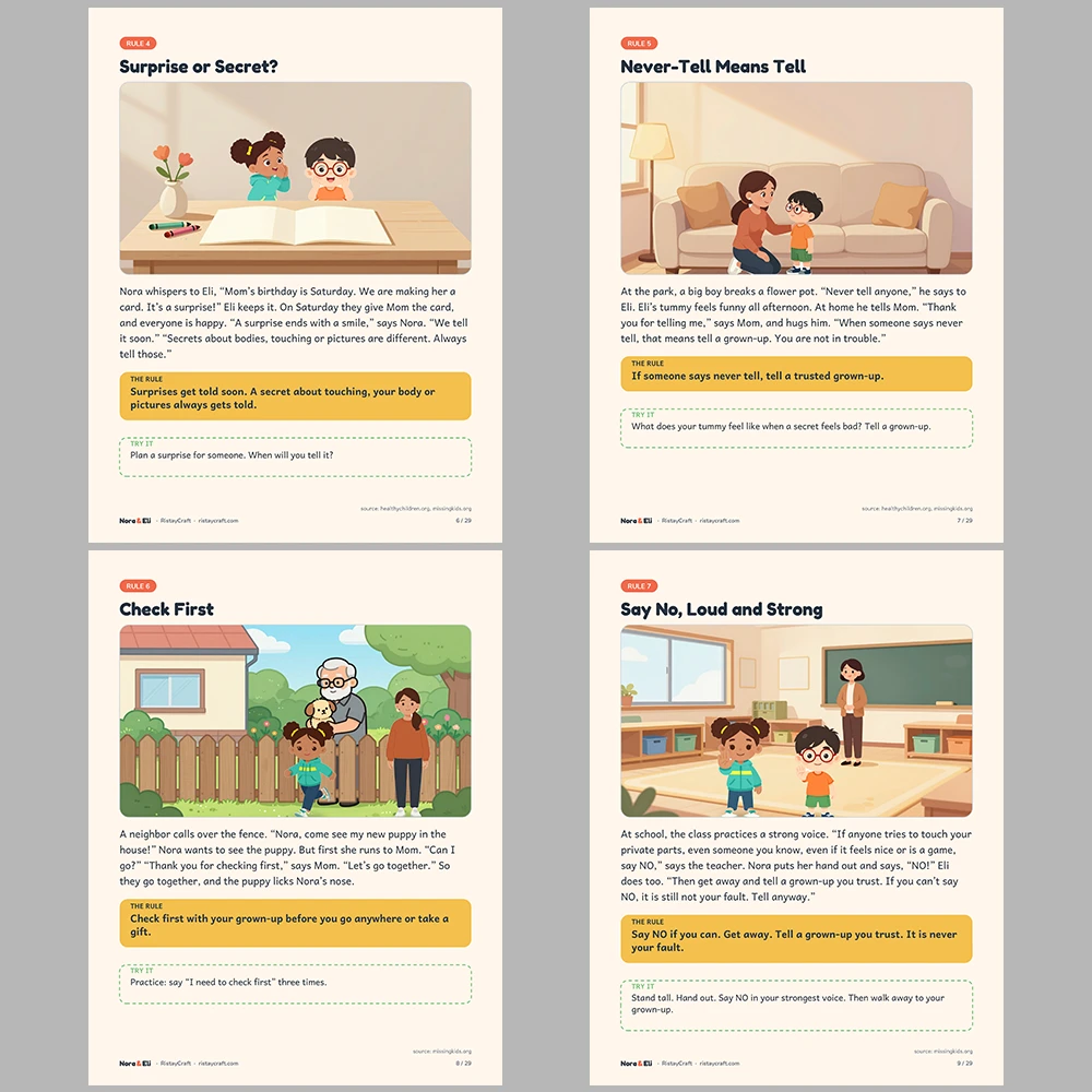 Body Safety for Kids Printable | 29-Page Consent and Boundaries Workbook Ages 5–8 | Trusted Adults Surprises vs Secrets
