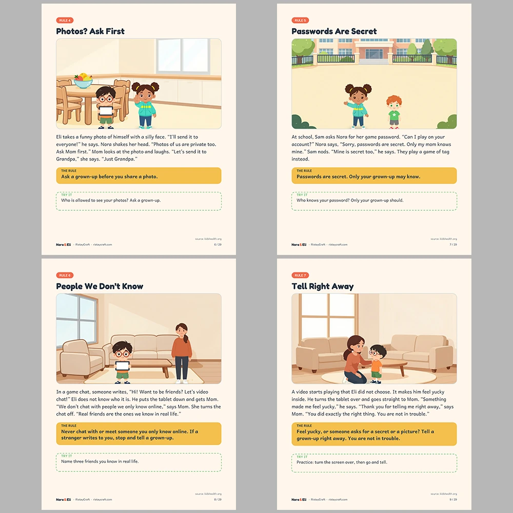 Internet Safety for Kids Printable | 29-Page Online Safety Workbook Ages 5–8 | Digital Citizenship Stories Activities
