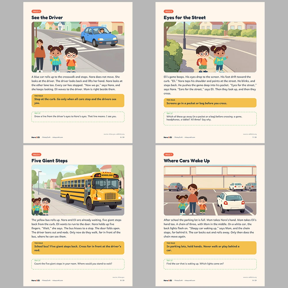 Street Safety for Kids Printable | 29-Page Road Safety Workbook Ages 5–8 | Stories Activities | Instant Download