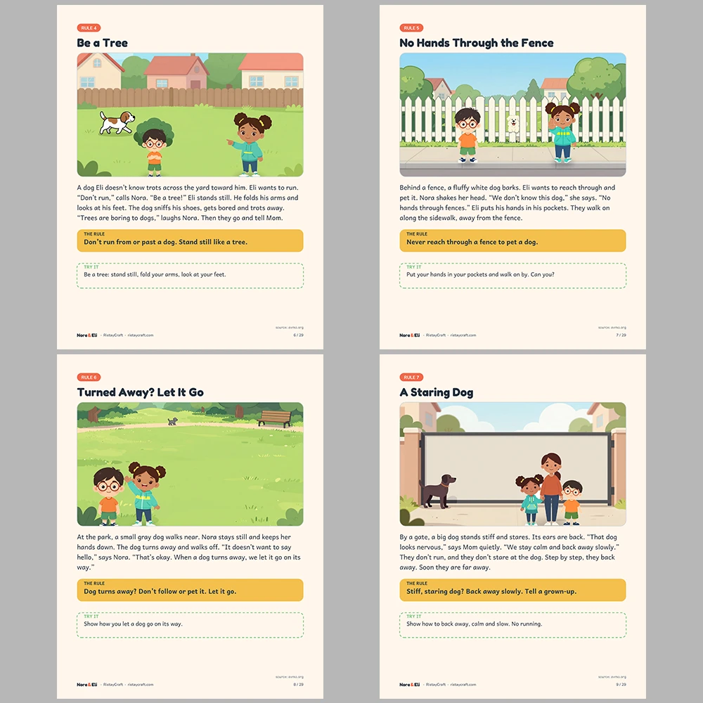 Dog Safety for Kids Printable | 29-Page Pet and Animal Safety Workbook Ages 5–8 | Dog Bite Prevention Stories Activities
