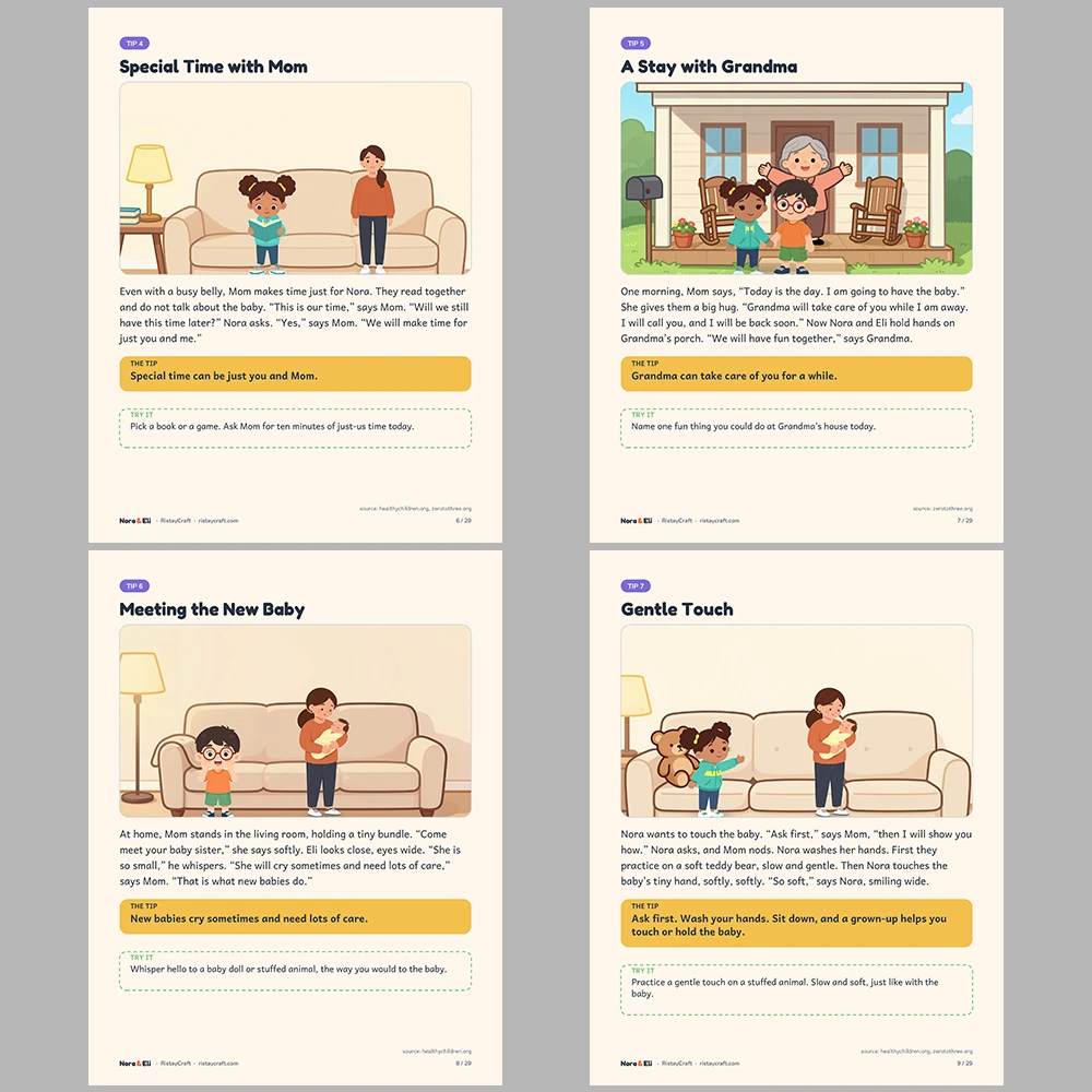 New Baby Sibling Social Narrative for Kids | 29-Page Printable Big Moment Story Ages 4-8 | Becoming a Big Sister Big Brother Activities