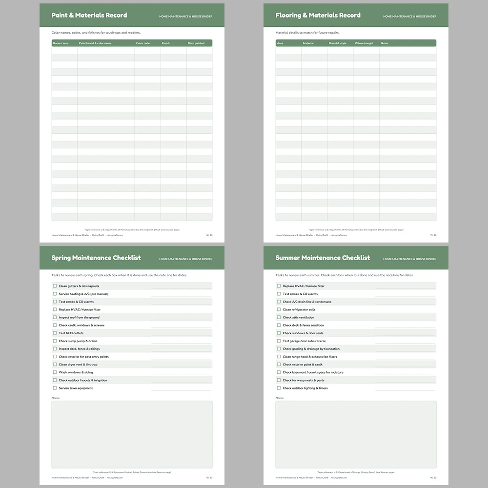 Home Maintenance Binder Printable | House Binder | Appliance Log, Repair Log, Seasonal Checklists, Home Inventory | Fillable PDF