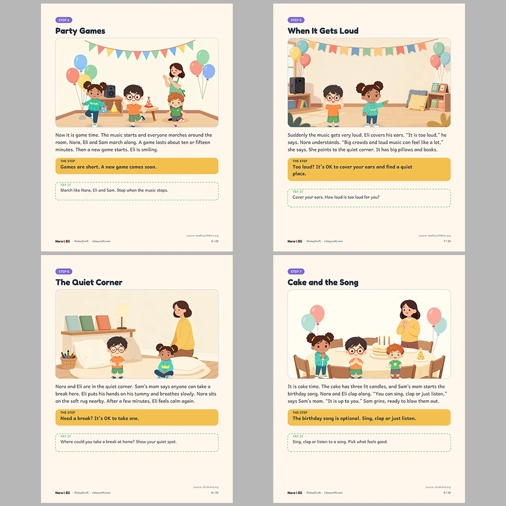 Going to a Birthday Party Social Narrative for Kids | 29-Page Printable Big Moment Story Ages 4–8 | Party Prep Story Activities