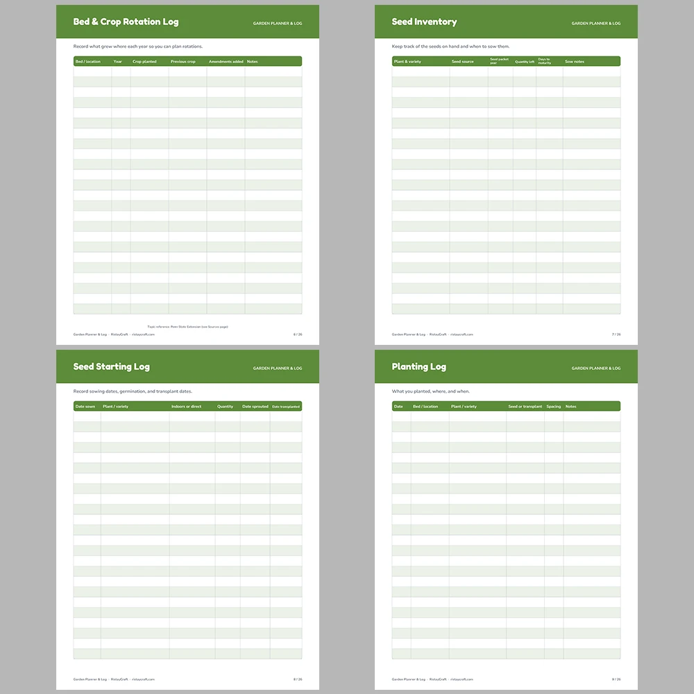 Garden Planner & Log Printable | Seed Inventory, Planting Log, Harvest Log, Pest Log | Gardening Binder Fillable PDF Download