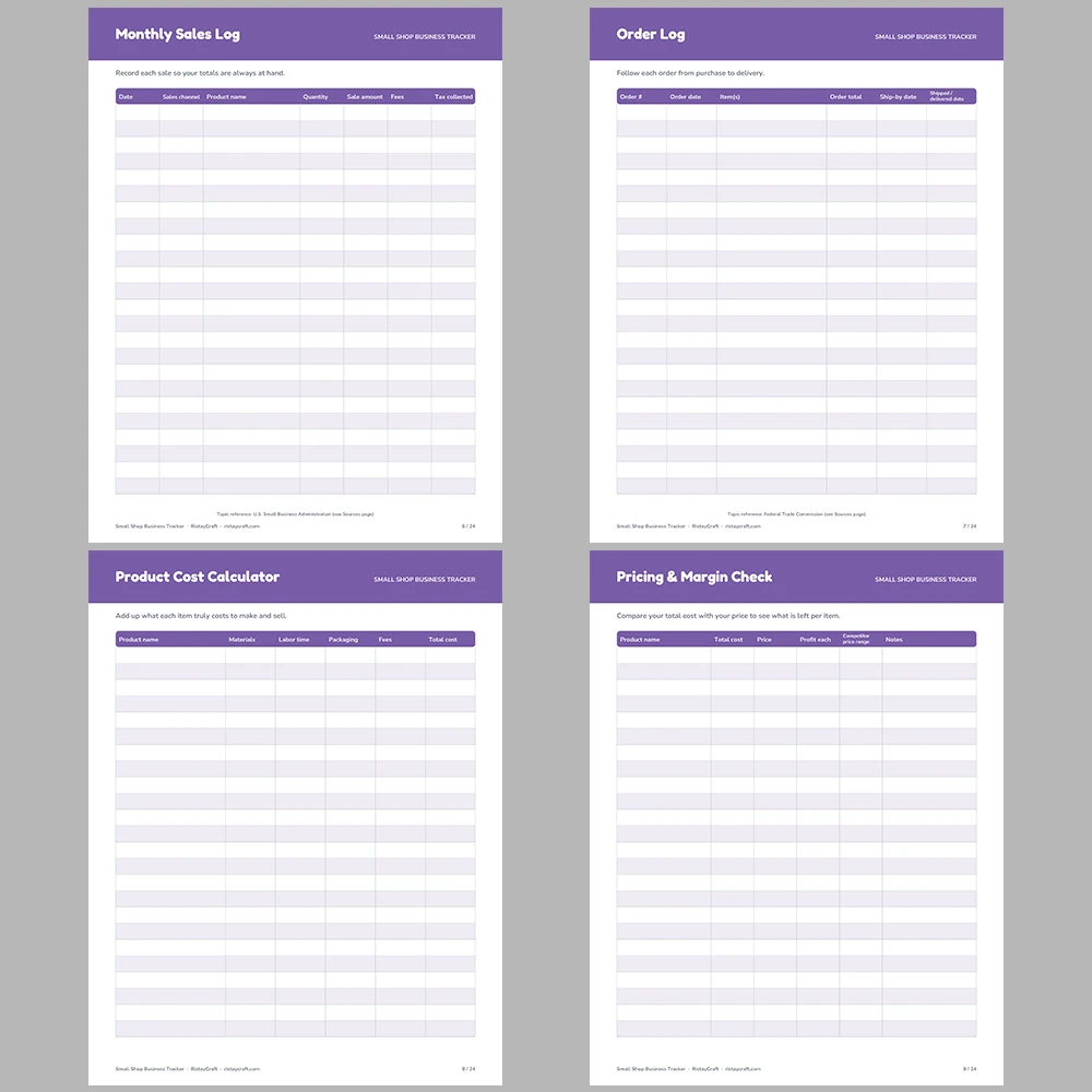 Small Shop Business Tracker Printable | Online Seller Planner | Sales, Orders, Expense, Inventory Log | Handmade Business Binder PDF