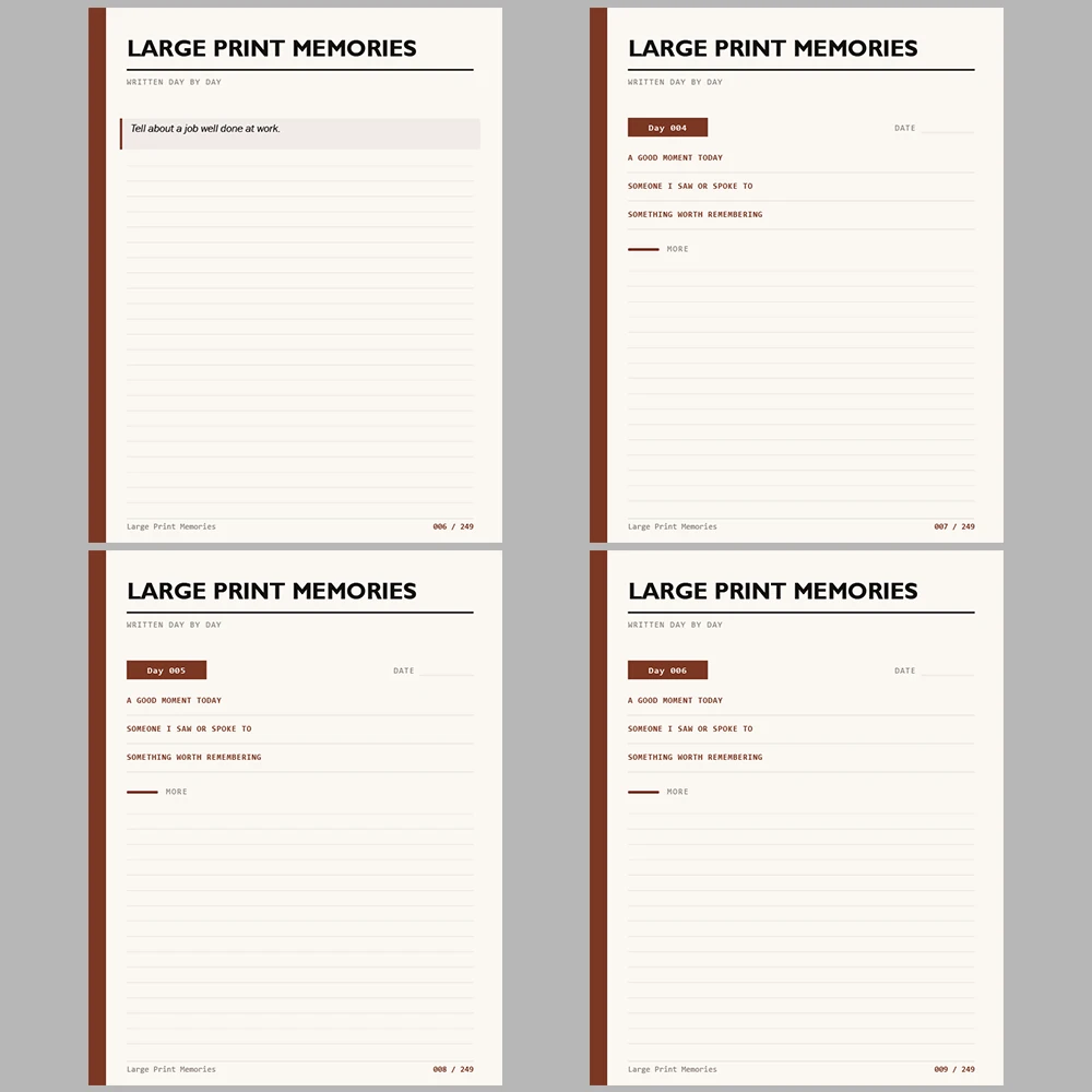 Large Print Memories Written Day by Day