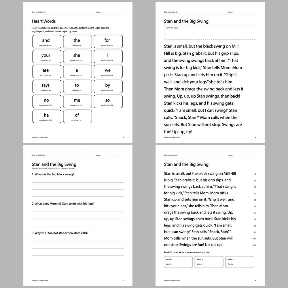 Initial blends Decodable Readers | 8 Stories 38 Pages | Phonics Printable PDF | Ages 5-6