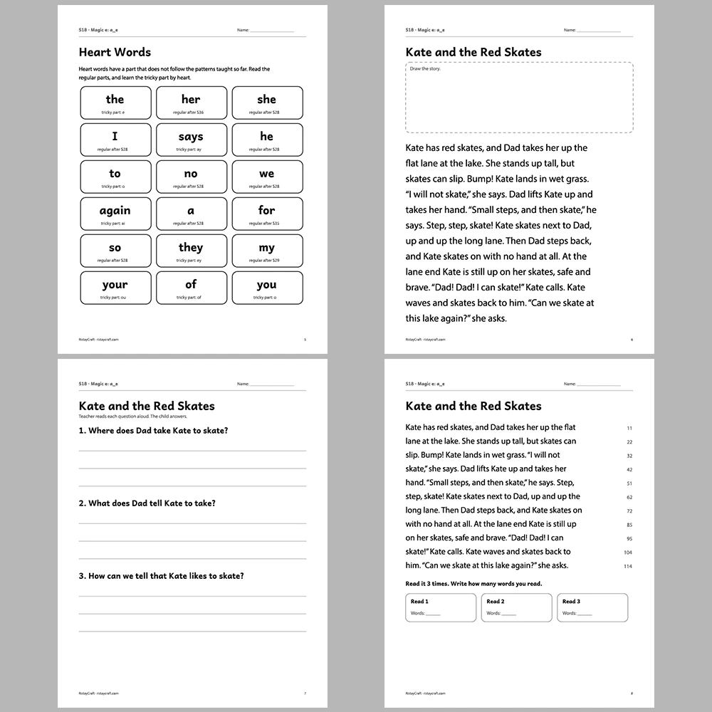 Magic e: a_e Decodable Readers | 10 Stories 44 Pages | Phonics Printable PDF | Ages 5-7