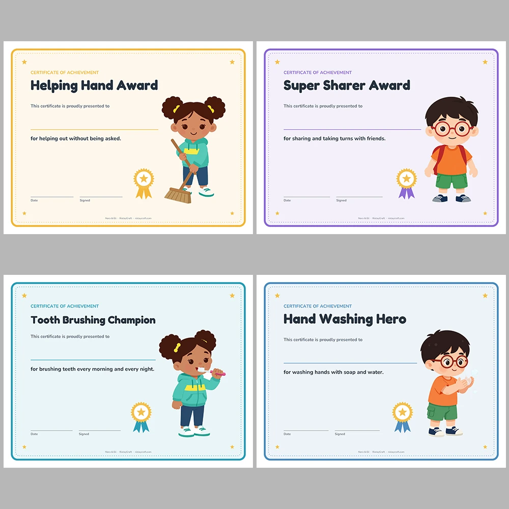 Kids Award Certificates Printable | 22 Student Certificates, Fillable Name | Classroom Rewards & Behavior Awards | Nora & Eli PDF