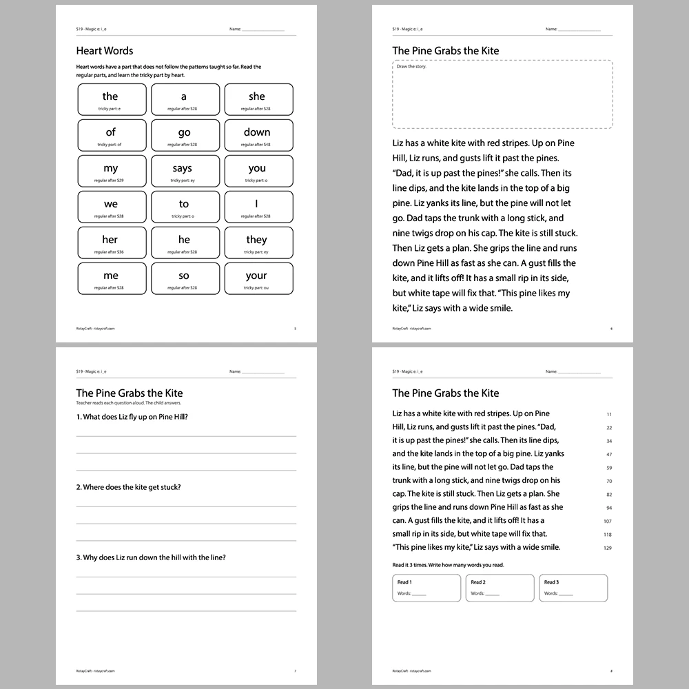 Magic e: i_e Decodable Readers | 10 Stories 44 Pages | Phonics Printable PDF | Ages 5-7